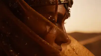 Hyperrealistic Cinematic Fashion Film in Desert Sandstorm