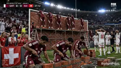 Vidéo satirique de la Coupe du Monde de la FIFA où une équipe construit un mur de briques dans son but