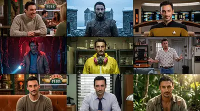 3x3-Raster-Prompt, um sich selbst in ikonische TV-Serien einzufügen