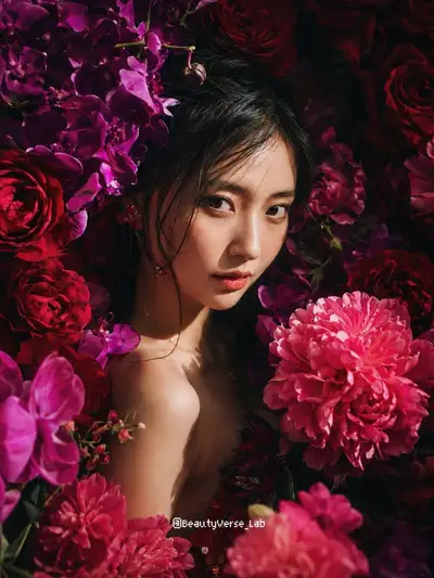 花海中的电影感日式美人肖像