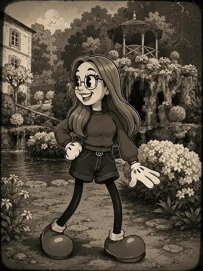 Vintage-Rubber-Hose-Cartoon-Transformation im Stil der 1930er (Cuphead-/Fleischer-Stil)
