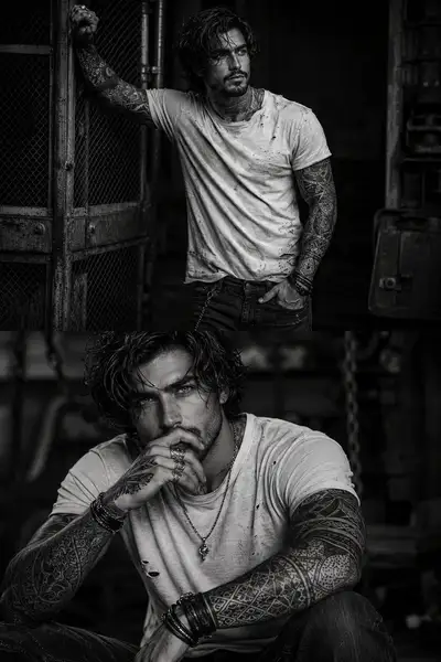 Cinematic B&W Industrial Portrait Prompt