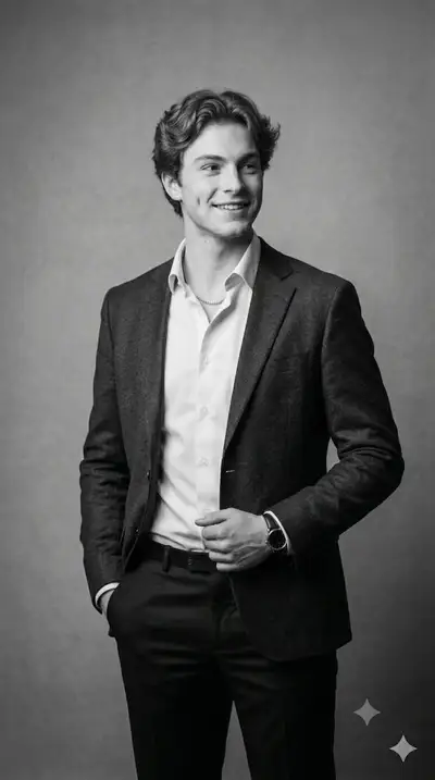 Serie de retratos de estudio en blanco y negro con blazer