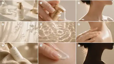9-Grid Reference Image for Skincare Ad Video