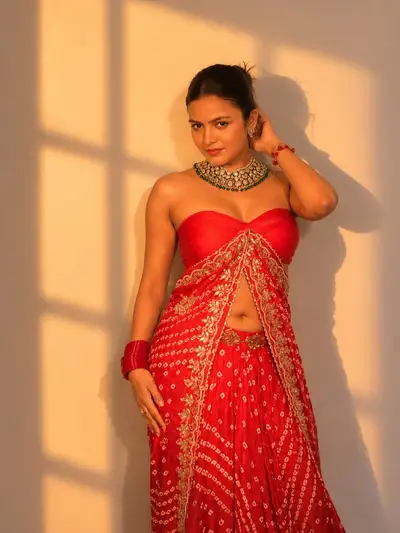 Elegant Indian Woman in Red Lehenga Portrait