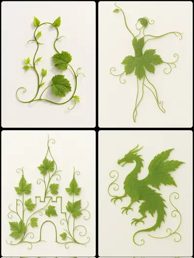 Minimalist Green Grapevine Shape Image