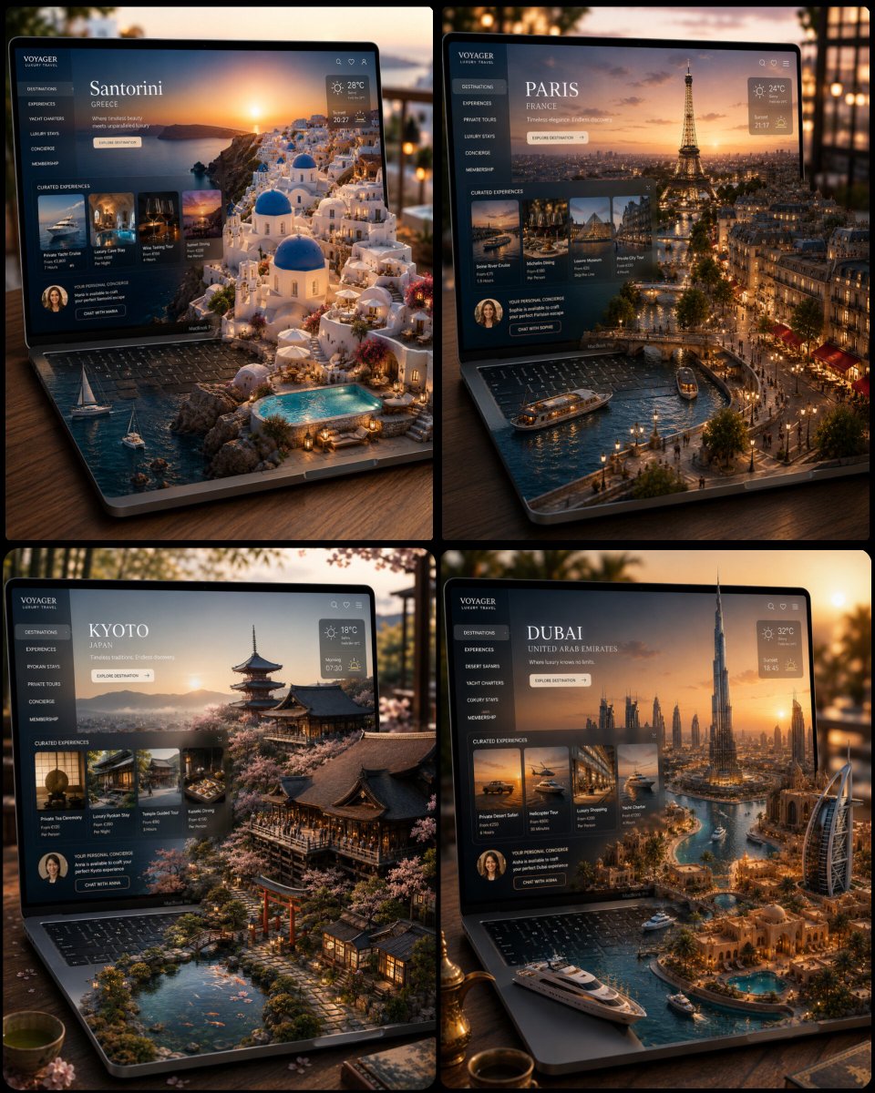 Travel destination as a miniature world from a MacBook (templated)