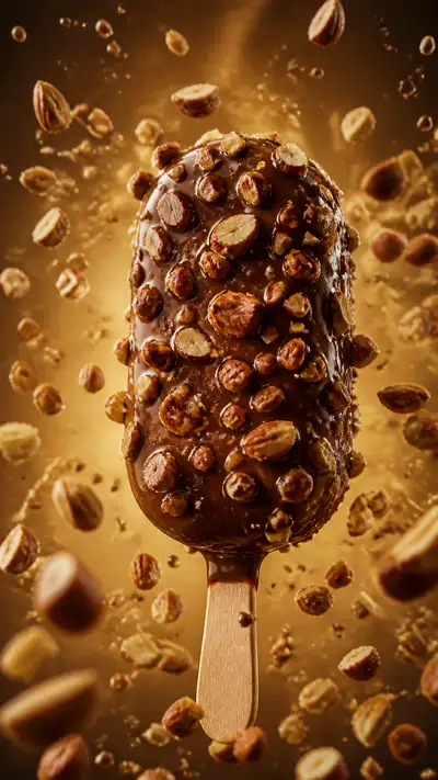 Chocolate almond ice cream bar food photography