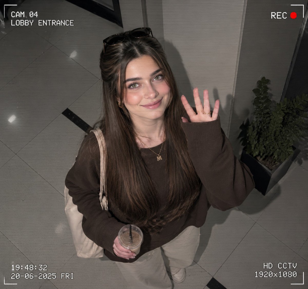 CCTV security camera style candid photo prompt