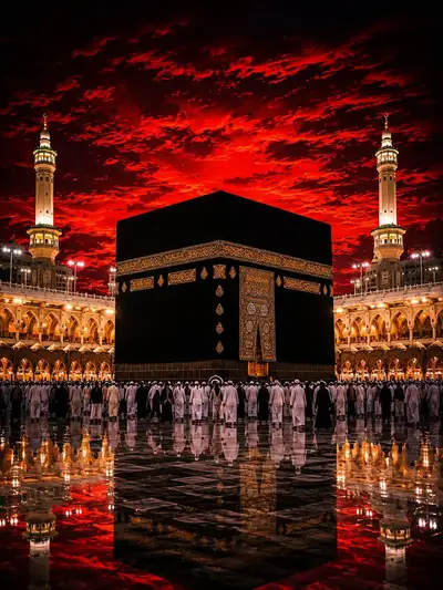 Una impresionante fotografía cinematográfica de la Kaaba en la Mezquita al-Haram, en La Meca