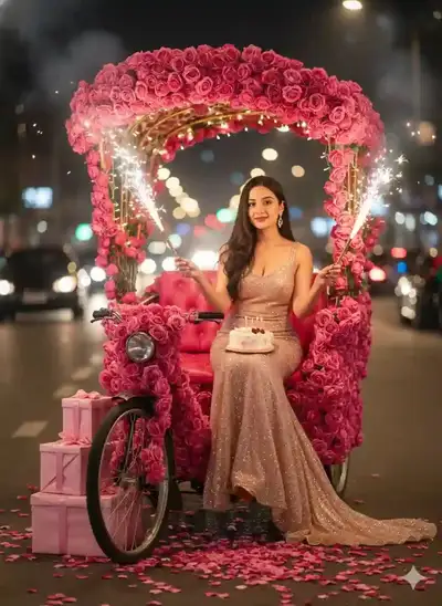 Glamorous Birthday Rickshaw Scene