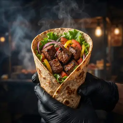 Cinematic Grilled Beef Wrap Food Photography Prompt
