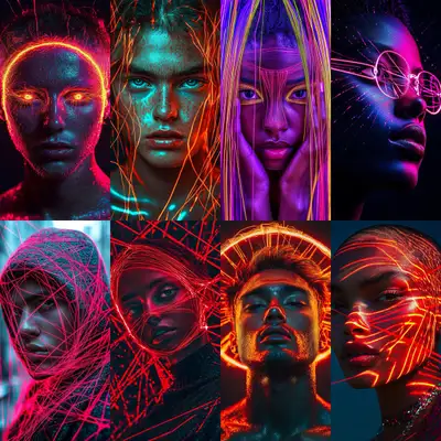 Neon Liner Threaded Portrait