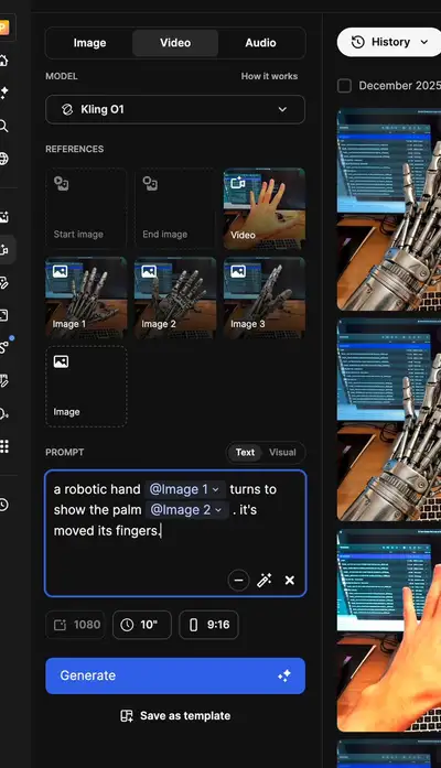Verwandle ein aufgenommenes Handvideo mit Nano Banana Pro in eine Roboterhand