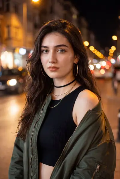 Ultra-Realistic Night Street Portrait Prompt