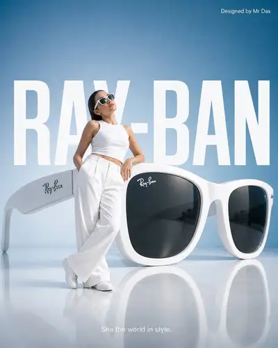 Minimalist oversized sunglasses commercial ad