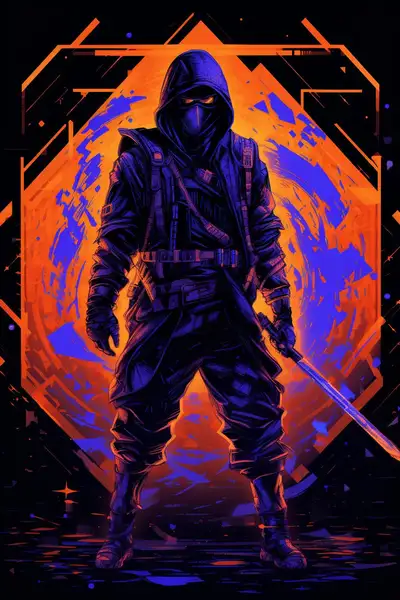 Geisha Neon Holographic Synthwave Example