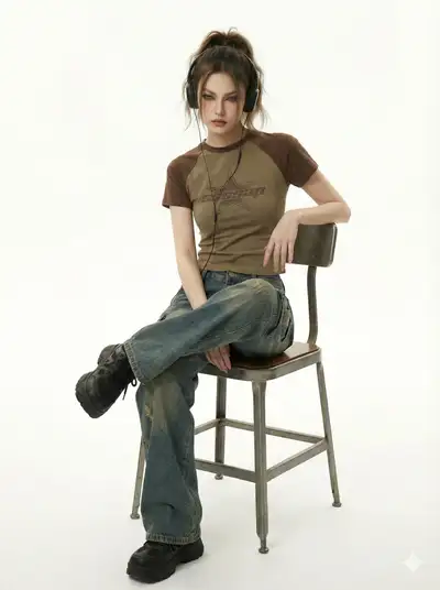 Y2K Streetwear Studio Portrait with Headphones