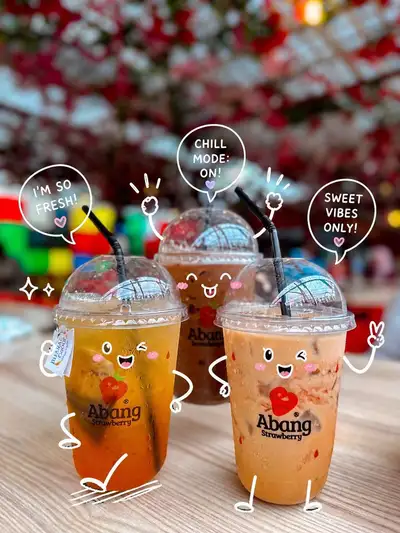 かわいいカワイイ落書き顔の3種ドリンクビジュアル