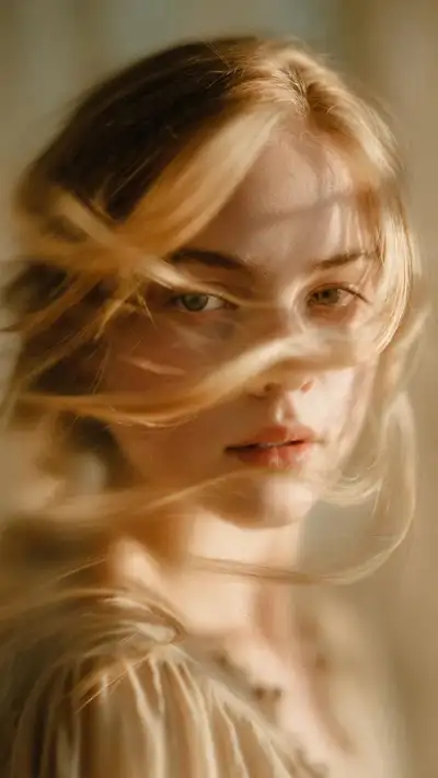 Dreamy motion-blur portrait with golden sepia tones