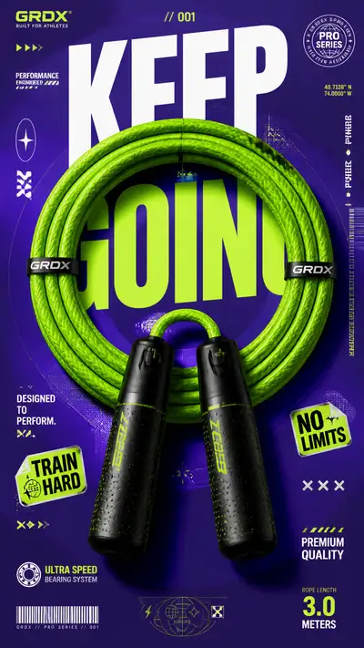 Neon Lime Jump Rope Sports Advertising Poster