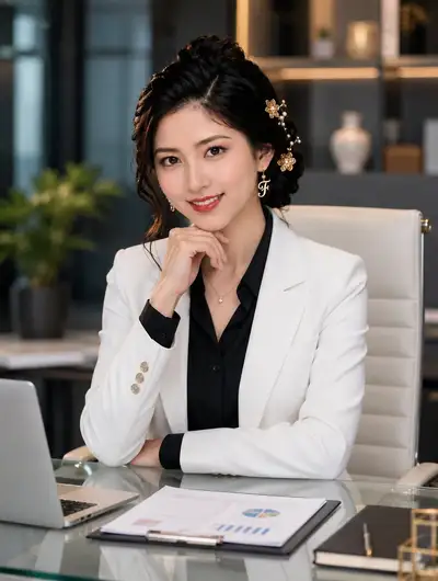 Ultra-Realistic Executive Portrait with Gold Calligraphy