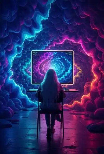 Surreal Loop: Person into Trippy Game World