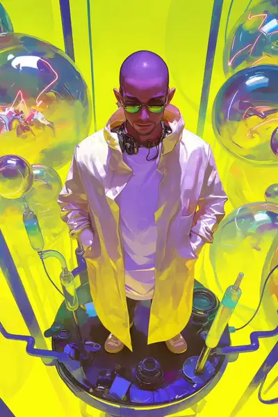 Futuristic Lab Portrait with Moebius Anime Style
