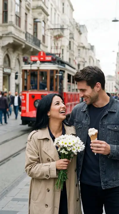 Photoreal Candid Street Romance in Istanbul
