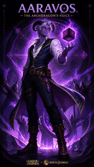 Fantasy Champion Poster Blending Mortal Kombat and LoL Style