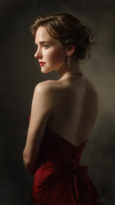Peinture à l'huile classique, portrait d'une femme élégante