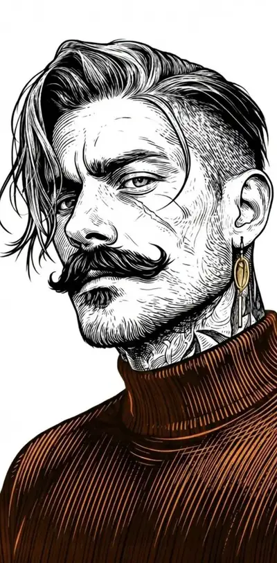 Style de portrait en gravure au trait noir et blanc avec Gemini