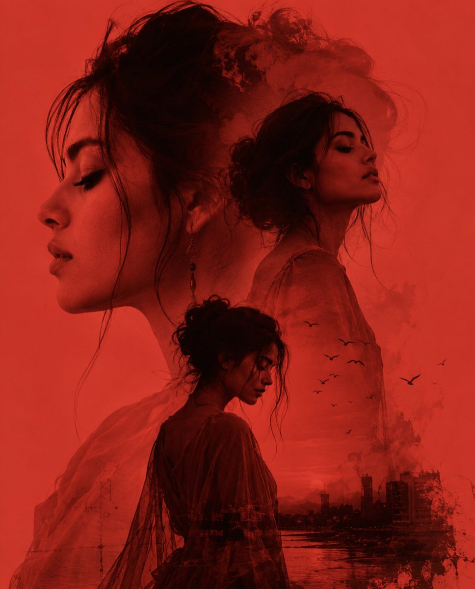 An evocative, double-exposure style digital artwork steeped entirely in rich