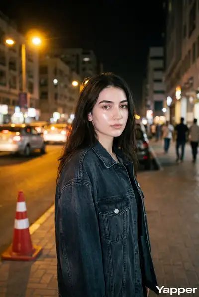Night Street Portrait with Flash Photography