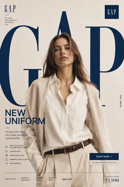 巨大タイポグラフィによる Gap 新ユニフォームキャンペーンポスター