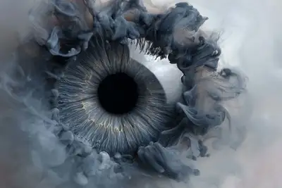 Ink diffusion portrait emerging from swirling milky water