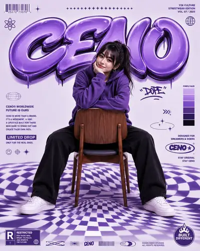 Y2K Streetwear Editorial Poster with 3D Graffiti Typography