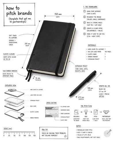 Technical annotation infographic for a marketing template