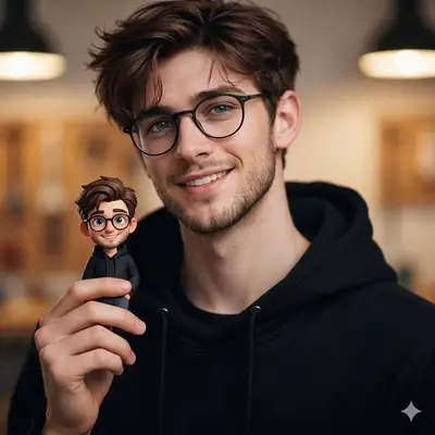 Cinematic Identity-Preserving Scene with Cartoon Miniature