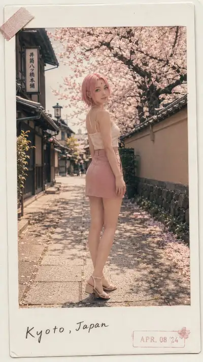 Naruto Female Characters in Travel Album Style