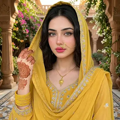 South Asian Woman Portrait in Yellow Chiffon