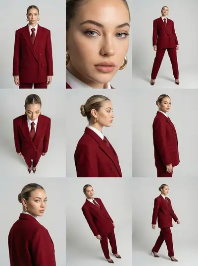 マルチアングル・ファッション写真のコンタクトシート・ジェネレーター