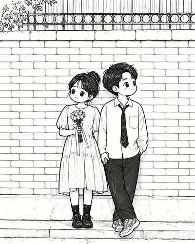 Photo to Chibi Doodle Illustration Conversion