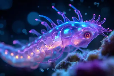 Bioluminescent Subject in Ocean Depths