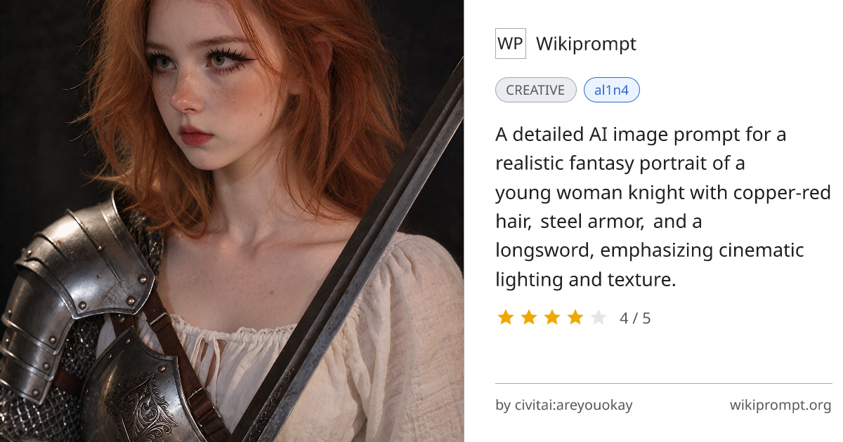 Medieval Knight Woman Portrait | Wikiprompt