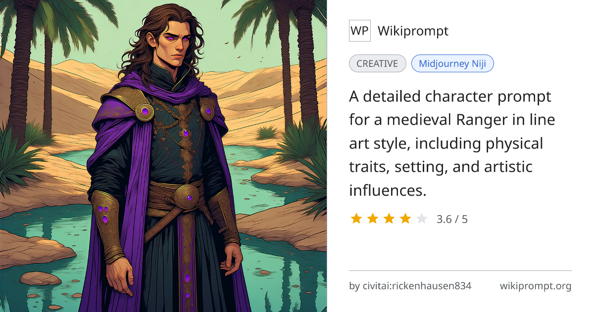 Medieval Ranger Line Art Character Prompt | Wikiprompt