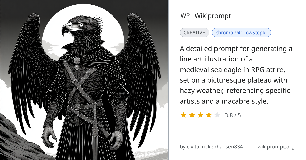 Medieval Sea Eagle Line Art Prompt | Wikiprompt