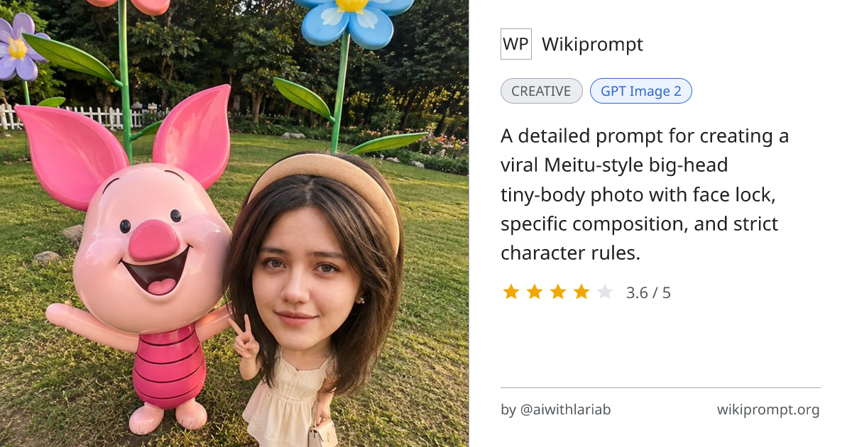 Meitu-style Big-Head Tiny-Body Photo Prompt | Wikiprompt
