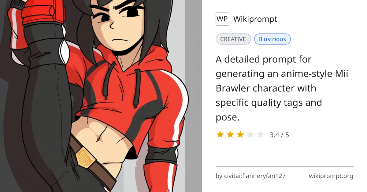 Mii Brawler Anime Style Prompt | Wikiprompt