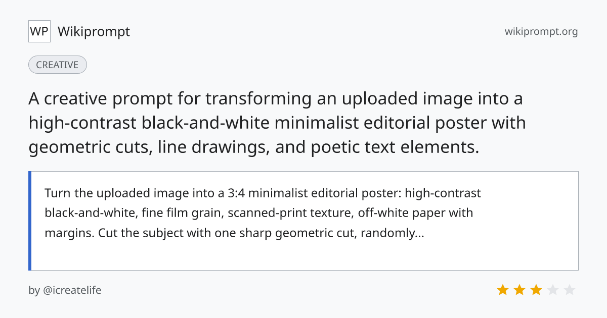 Minimalist Editorial Poster Collage | Wikiprompt